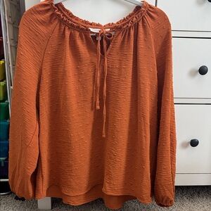 LC Lauren Conrad Orange Textured Blouse